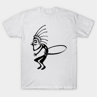 Kokopelli hula hoop black T-Shirt